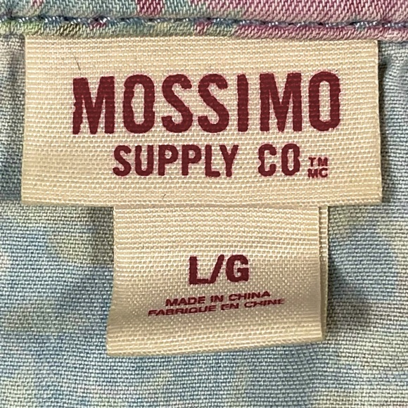 Mossimo Supply Co size large light blue button down pearl snap pink floral shirt - Picture 10 of 12